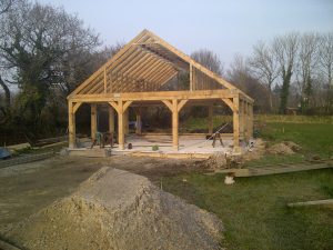 green oak and softwood timber framed agricultural barn cornwall