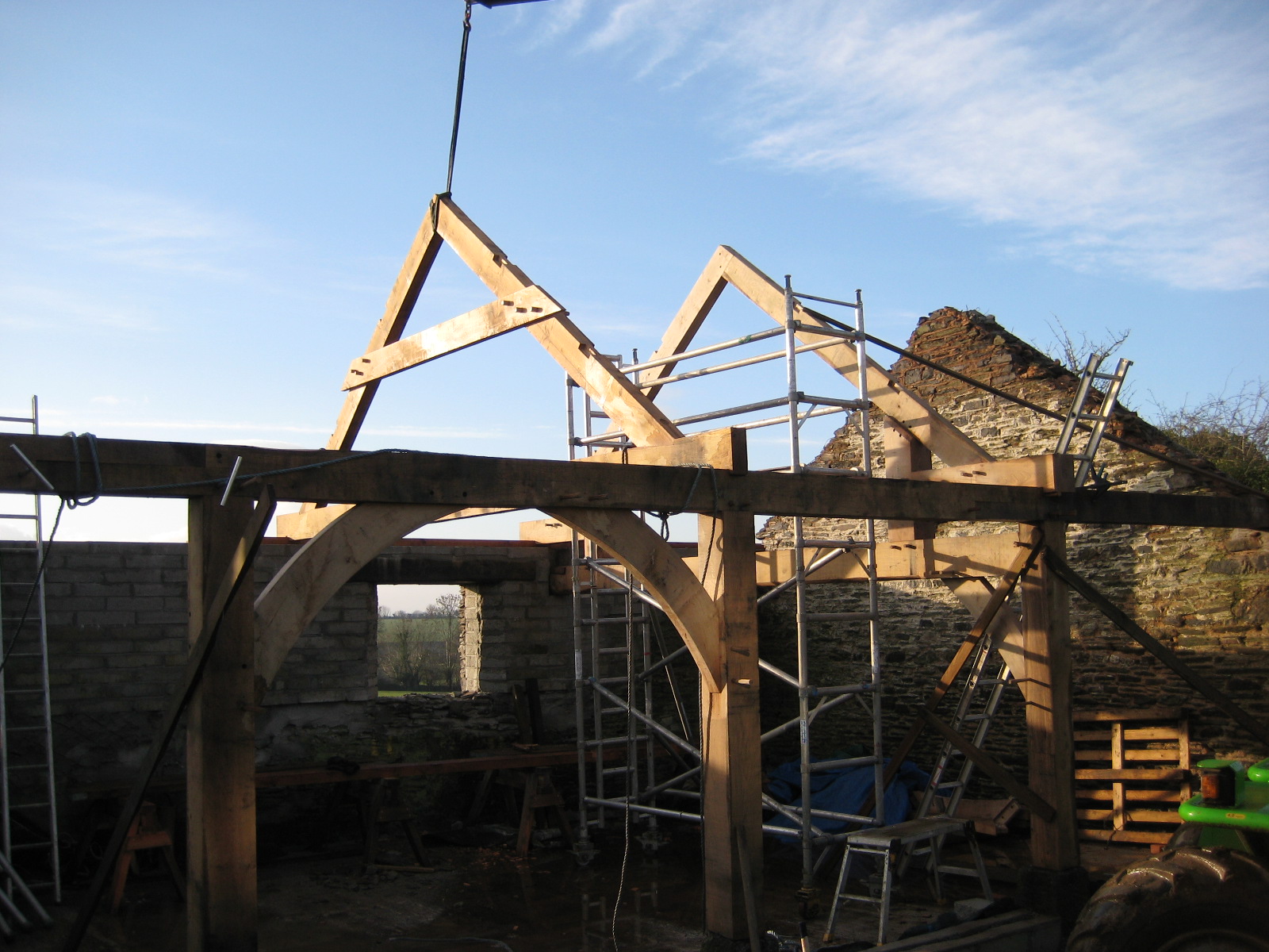green oak timber frame barn restoration cabin devon