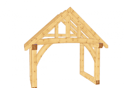 3D CAD drawing of a timber frame porch kit